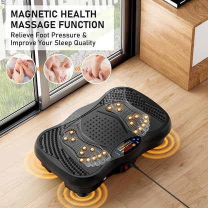 Vibration Plate Exercise Machine, 130 Levels Full Body Workout Vibrating Plate for Lymphatic Drainage Weight Loss, 450 Lbs Capacity Shake Platform with Resistance Bands Bluetooth for Women Men