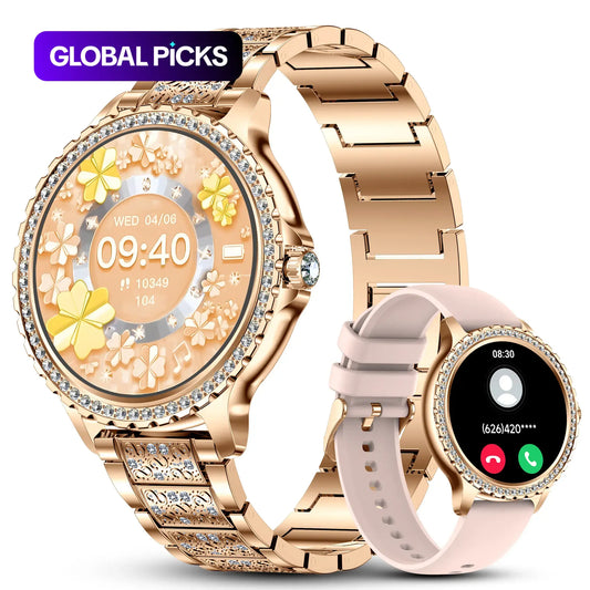 Fashion Smart Watch for Women, 1.32-Inch HD Large Screen Digital Watch with 2 Straps, Waterproof Fitness Tracker, Compatible with Android and Ios Systems, Wearable Wristwatch